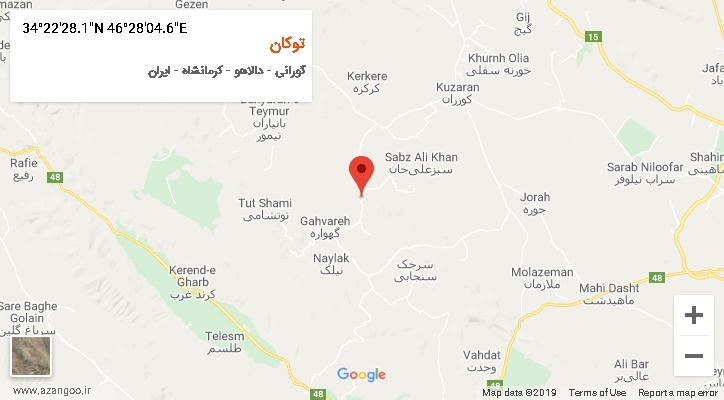 روستای توکان بر روی نقشه