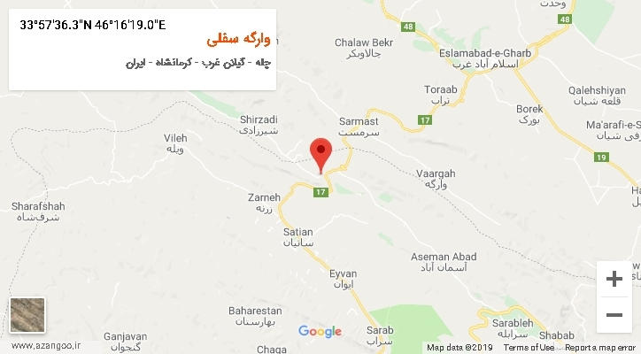 روستای وارگه سفلی بر روی نقشه