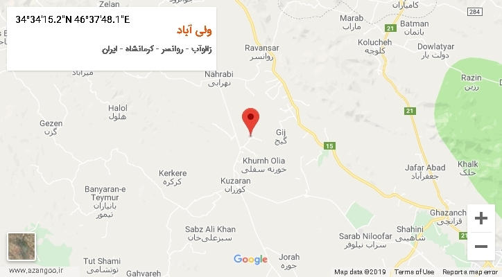 روستای ولی آباد بر روی نقشه