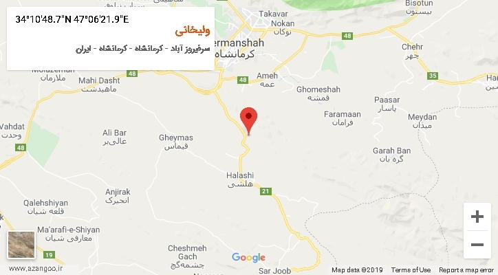 روستای ولیخانی بر روی نقشه