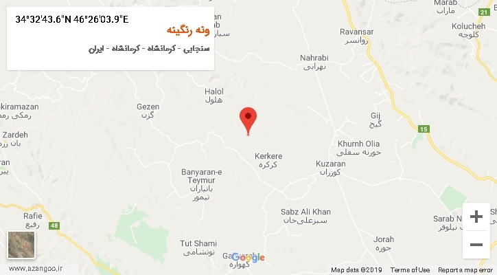روستای ونه رنگینه بر روی نقشه