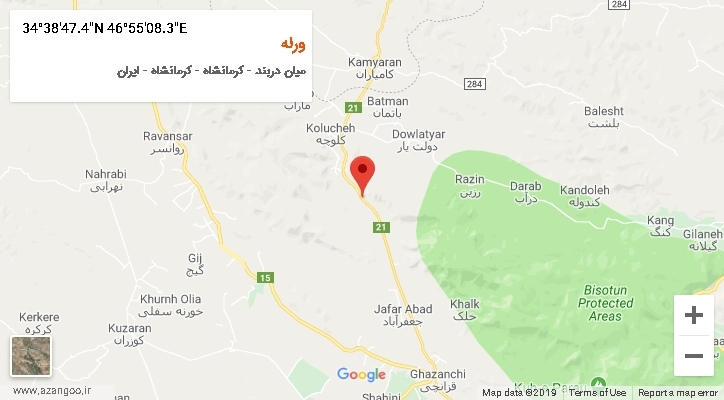 روستای ورله بر روی نقشه