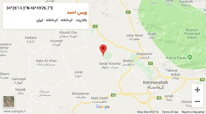 روستای ویس احمد بر روی نقشه