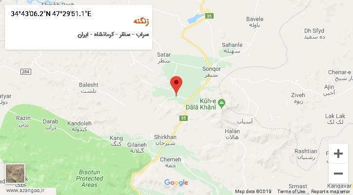 روستای زنگنه بر روی نقشه