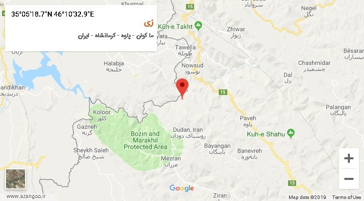 روستای زی بر روی نقشه