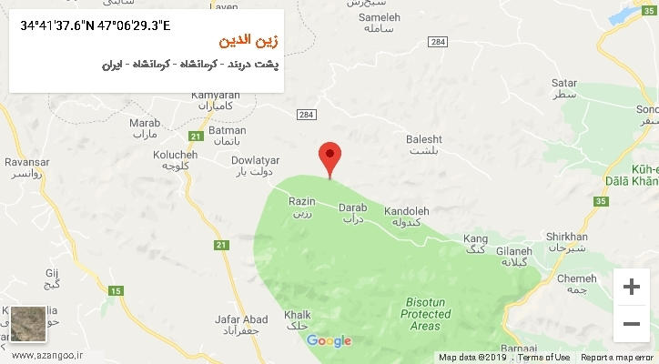 روستای زین الدین بر روی نقشه