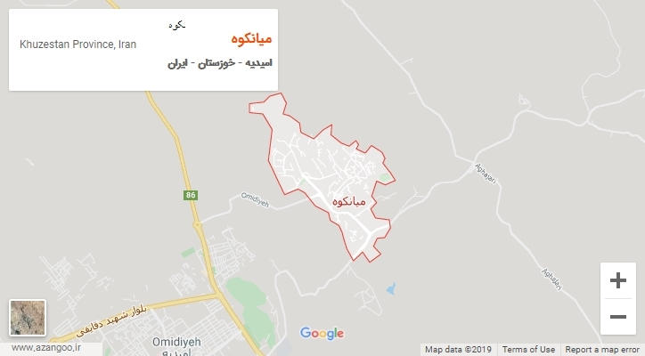 شهر میانکوه بر روی نقشه