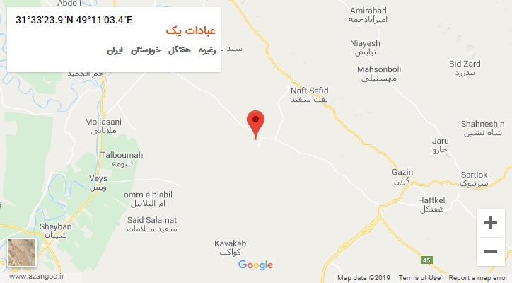 روستای عبادات یک بر روی نقشه