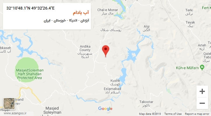 روستای آب بادام بر روی نقشه