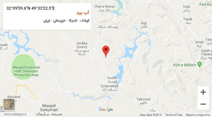 روستای آب بید بر روی نقشه