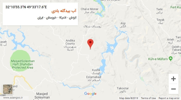 روستای آب بیدگله بادی بر روی نقشه