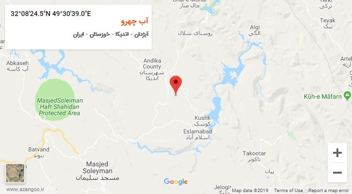 روستای آب چهرو بر روی نقشه