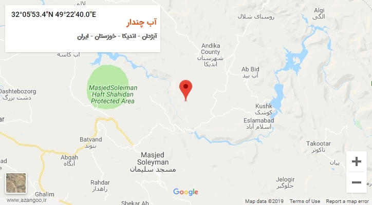 روستای آب چندار بر روی نقشه