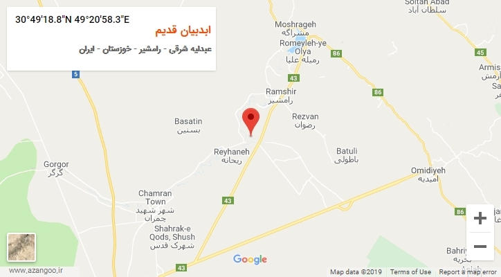 روستای ابدبیان قدیم بر روی نقشه