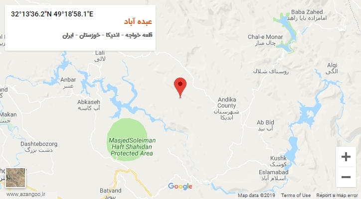 روستای عبده آباد بر روی نقشه