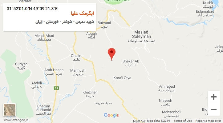 روستای ابگرمک علیا بر روی نقشه