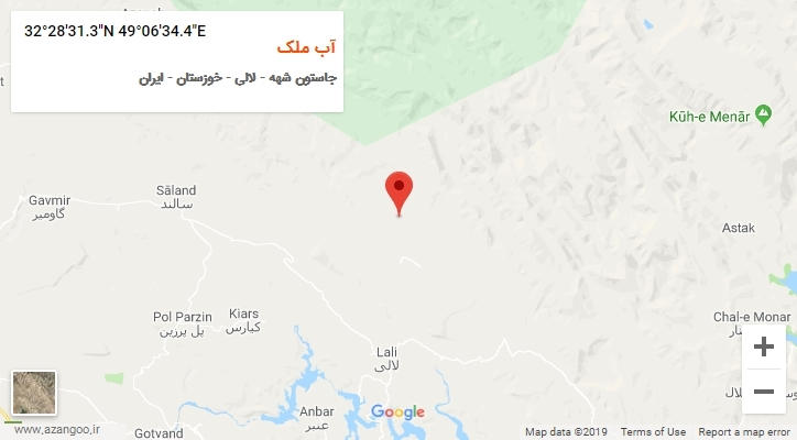 روستای آب ملک بر روی نقشه