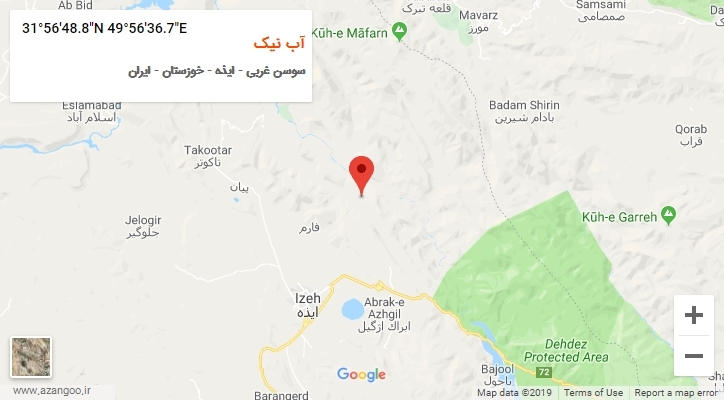 روستای آب نیک بر روی نقشه