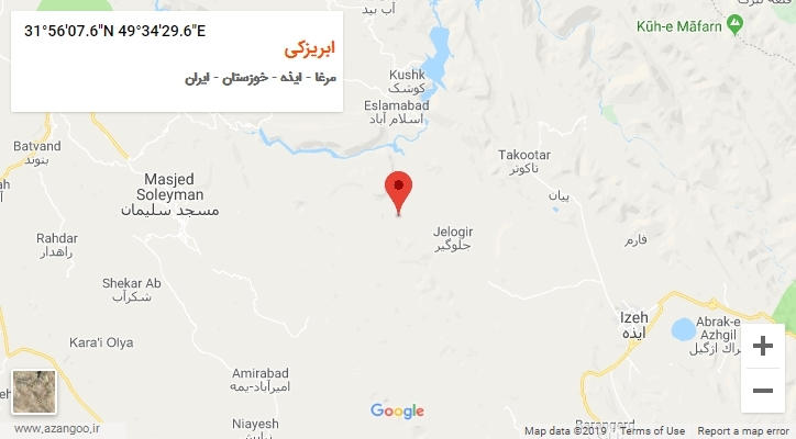روستای ابریزکی بر روی نقشه