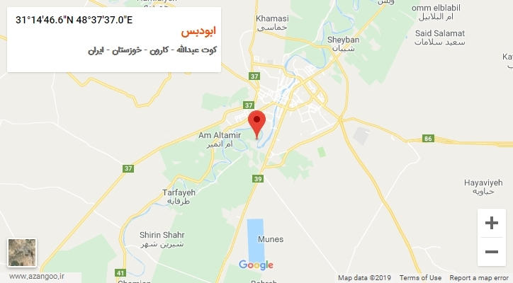 روستای ابودبس بر روی نقشه