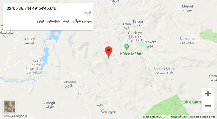 روستای ابید بر روی نقشه