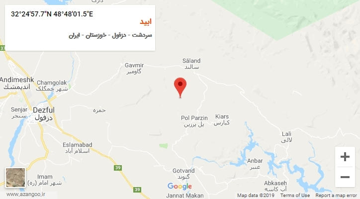 روستای ابید بر روی نقشه