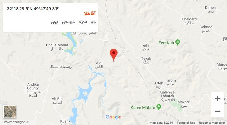 روستای آقاطلا بر روی نقشه