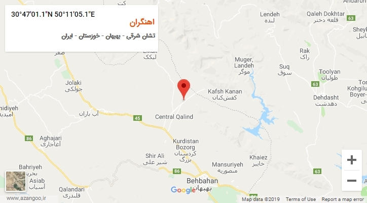 روستای اهنگران بر روی نقشه