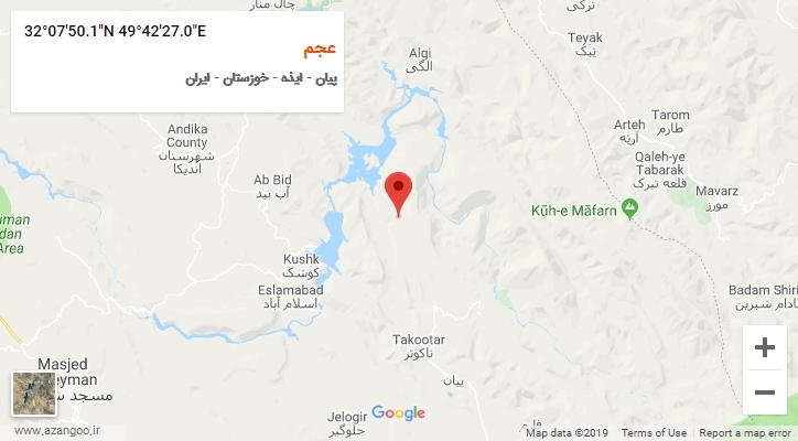 روستای عجم بر روی نقشه