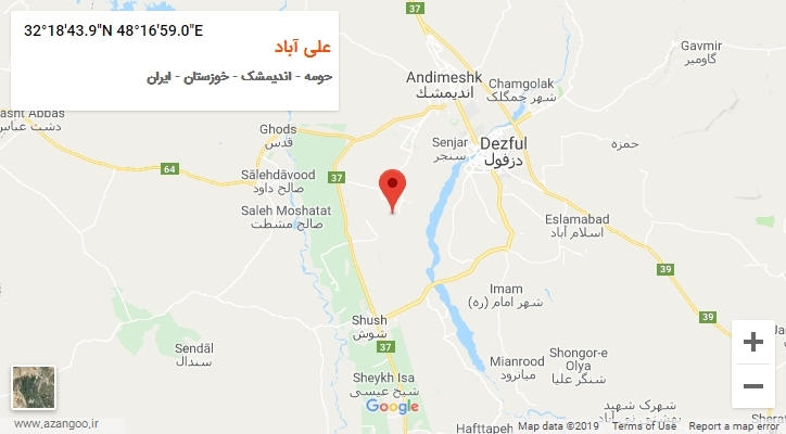 روستای علی آباد بر روی نقشه