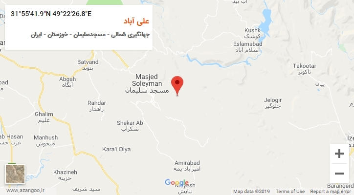 روستای علی آباد بر روی نقشه