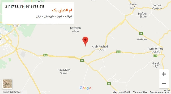 روستای ام الدیای یک بر روی نقشه
