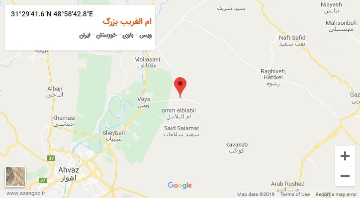 روستای ام الغریب بزرگ بر روی نقشه