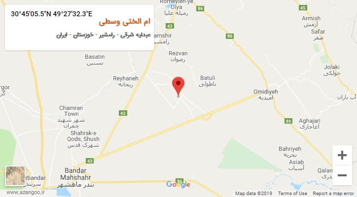 روستای ام الخثی وسطی بر روی نقشه
