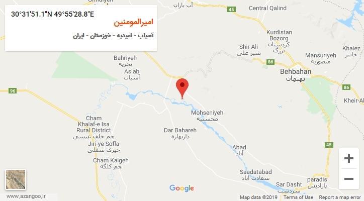 روستای امیرالمومنین بر روی نقشه