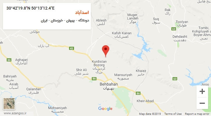 روستای اسدآباد بر روی نقشه