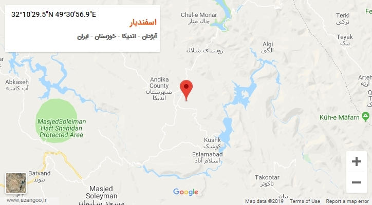 روستای اسفندیار بر روی نقشه
