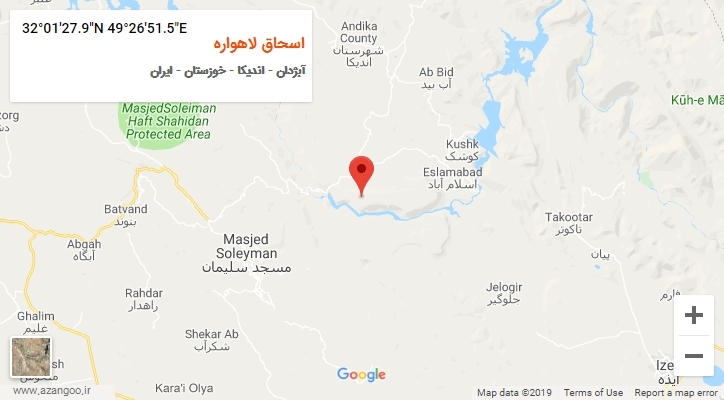 روستای اسحاق لاهواره بر روی نقشه
