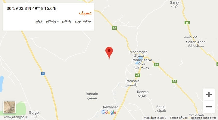 روستای عسیف بر روی نقشه