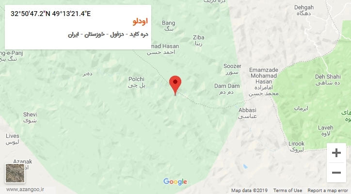 روستای اودلو بر روی نقشه