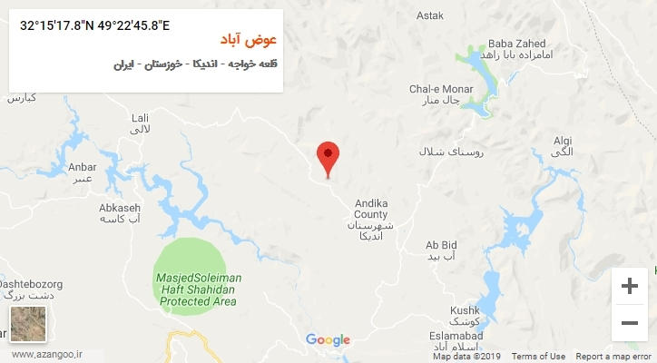 روستای عوض آباد بر روی نقشه