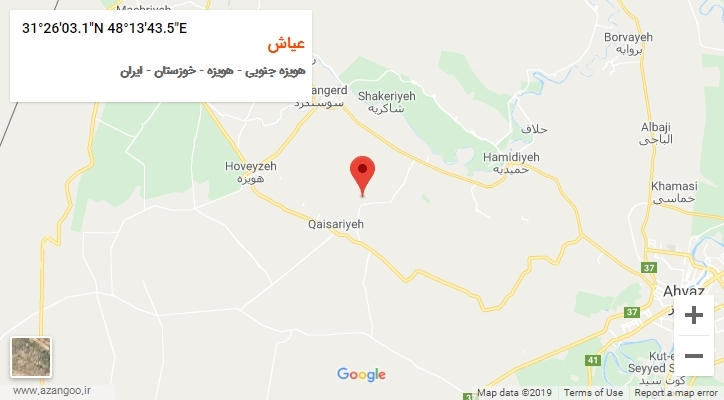 روستای عیاش بر روی نقشه