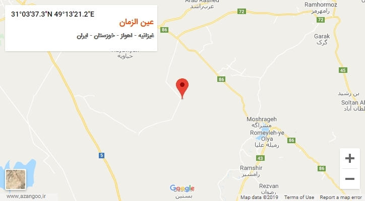 روستای عین الزمان بر روی نقشه