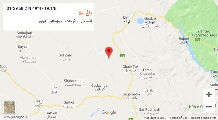 روستای باغ ملا بر روی نقشه