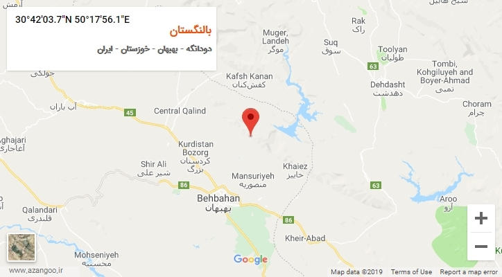 روستای بالنگستان بر روی نقشه