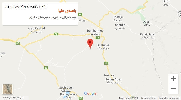 روستای باصدی علیا بر روی نقشه