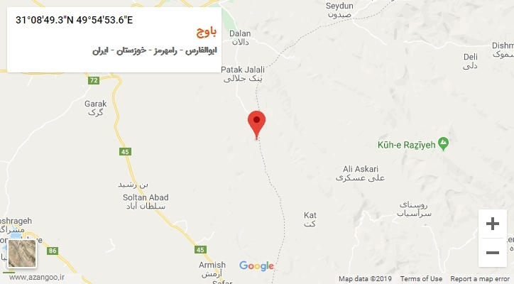 روستای باوج بر روی نقشه