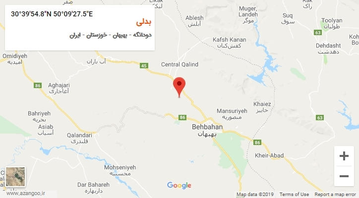 روستای بدلی بر روی نقشه