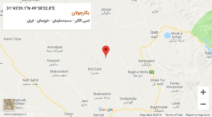 روستای بکارجولان بر روی نقشه