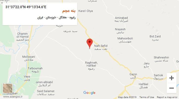 روستای بنه عجم بر روی نقشه